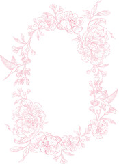 Tender  Floral pink seamless pattern, Elegant Line Art design