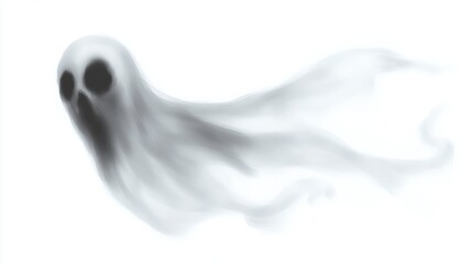 Obraz premium Realistic Halloween ghost shadow. Transparent isolated phantom. Flying spooky dead soul. Black smoke transparent horror monster.