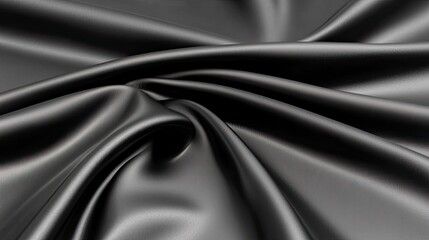 Obraz premium Draping black satin fabric studio textural close-up soft lighting artistic conceptualization