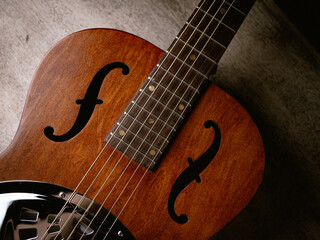 Vintage Resonator acoustic dobro blues guitar.