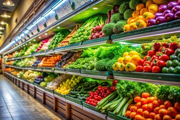 Fresh Produce Grocery Shopping Aisles Supermarket Abundant Food Selection