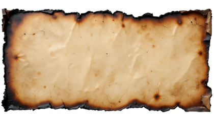 Aged burnt paper with scorched edges showing signs of wear and tear png