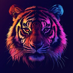 Obraz premium Fierce tiger closeup glowing mane high resolution Wallpaper