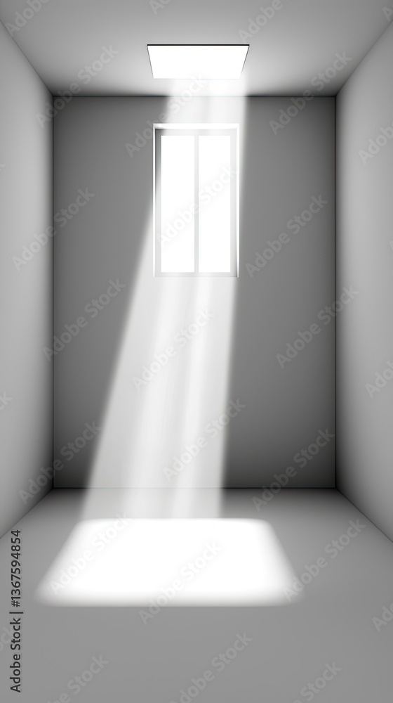 Poster light streaming through open window in minimalist room capturing serenity and isolation
