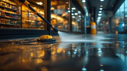Nighttime Power Washing: Cleaning City Streets