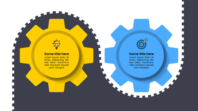Infographic template. 2 gear with chain and icons