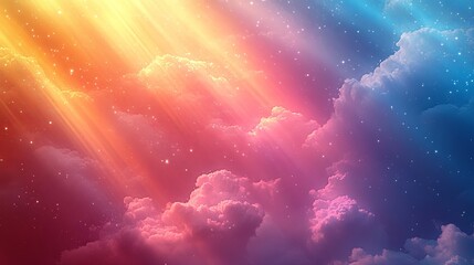 Fototapeta premium Vibrant aurora effect with luminous clouds under a radiant sunlight spectrum creating a festive and harmonious atmosphere