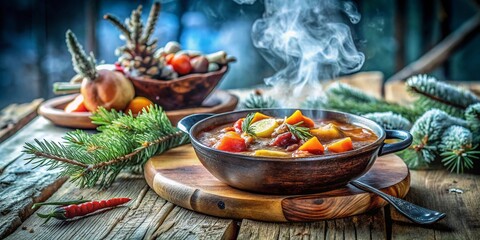 Frosty Winter Street Scene: Food Photography with Iced Tree Branches