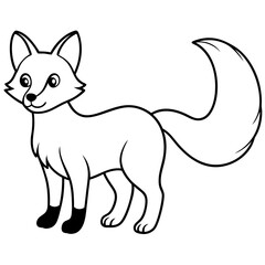 A cute brown vector illustration of a cartoon fox, an isolated wild mammal with a fluffy tail