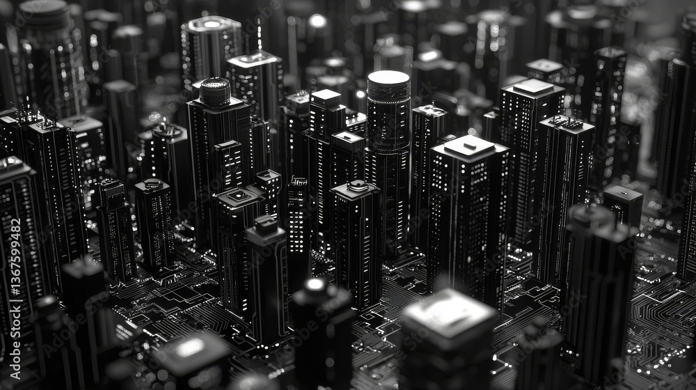 Poster d rendering, digital binary data, and electronic circuit board form a cyber security concept abstrac