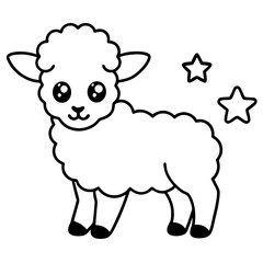 Cute cartoon sheep and lamb vector illustration, a funny farm animal drawing