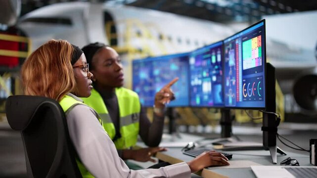 Woman Aircraft Mechanic Performing Safety Inspection