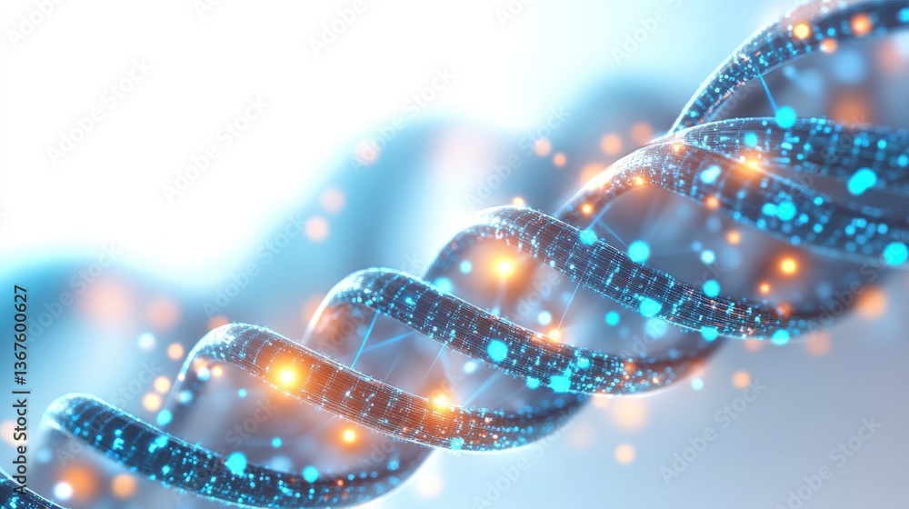 Poster a brightly illuminated digital representation of a dna helix structure