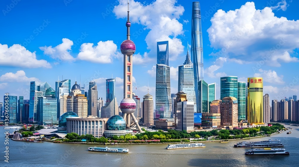 Poster futuristic smart city skyline with cutting edge architecture and data overlay depicting the vision o
