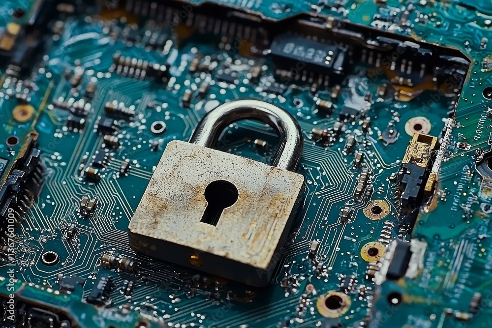 Poster the concept of cybersecurity and secure networking is represented by a glowing futuristic background