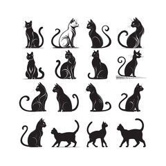Black Cat Silhouette Vector – Minimalist Feline Design with Clean Lines