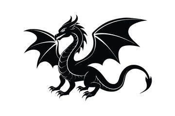 Silhouette vector illustration of a fierce dragon.eps