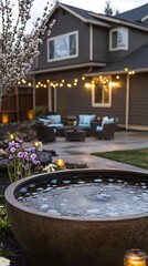 Relaxing outdoor hot tub night scene