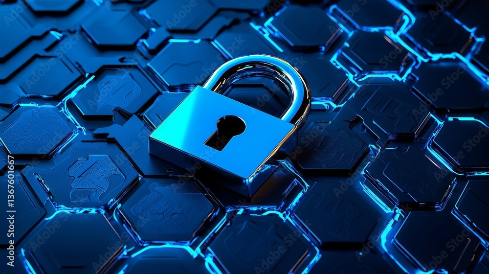 Poster d rendering of cyber attacks, data security concept, and computer protection against cyber crime and