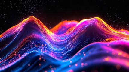 The concept of abstract technology is represented by a big data background, incorporating stock tech, big data, and cybersecurity, with data sets being transferred and stored through blockchain and