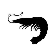 Simple shrimp silhouette vector illustration, shrimp fish silhouette vector illustration.
