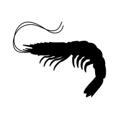 Obraz premium Simple shrimp silhouette vector illustration, shrimp fish silhouette vector illustration.