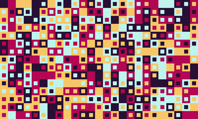 Abstract geometric pattern with vibrant, multicolored squares.  Ideal for website backgrounds, textiles, or modern design projects.
