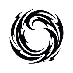 Abstract black swirl design in a circular shape  