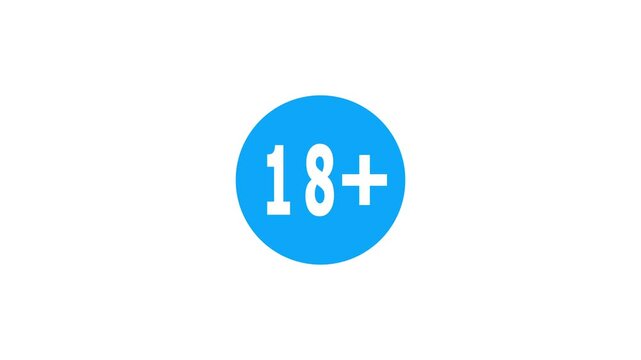 18+ not allowed icon. No under 18 sign icon animation. 18+ sign. Neon line number with glowing neon circle. 18+ age restriction sign from letters.