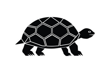 Silhouette vector illustration of a tortoise slowly walking.eps