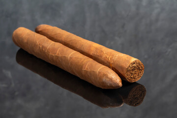 Cigars on a dark background. Product for sale.