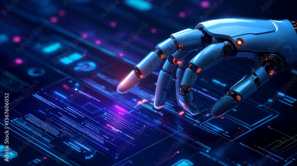 Poster isometric concept of rpa, artificial intelligence, robotics process automation, ai in fintech or mac