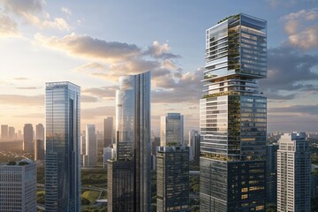 Obraz premium Revolutionary Architecture Transforming the Skyline with High-Rise Office Projects