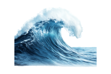 ocean wave Isolated on White and Transparent Background PNG Image.