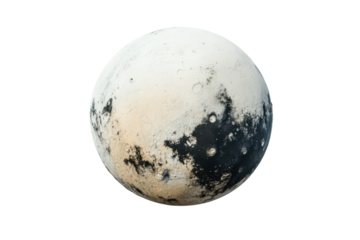 Exploring the icy surface and unique geology of Pluto from a distant vantage point in space isolated on transparent background