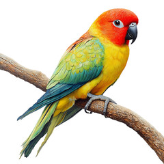 Obraz premium A Radiant Parrot Perched on a Branch Isolated on Transparent Background