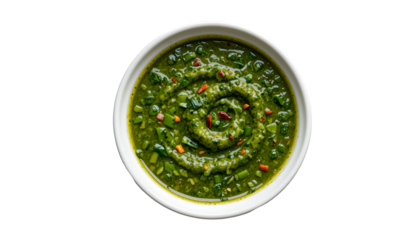 Fresh Green Chimichurri Sauce in White Bowl – Spicy Herb Condiment