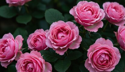 Pink roses blooming in a garden showcasing nature's beauty and floral arrangement