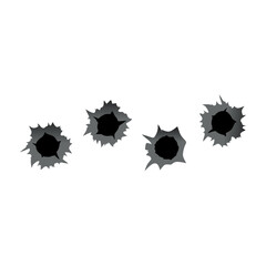 Bullet hole. Realistic metal bullet hole, damage effect. Vector illustration