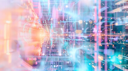 Mesmerizing glitch inspired abstract digital art pattern featuring distorted textures pixelated neon accents and a futuristic avant garde aesthetic