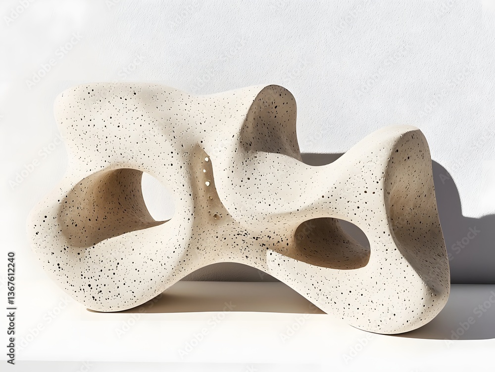 Poster minimalist abstract sculpture featuring smooth curved lines casting soft shadows creating a modern c