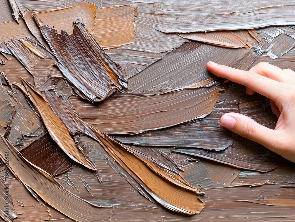 Poster Creating texture through art fingers on paint studio environment close-up view artistic concept