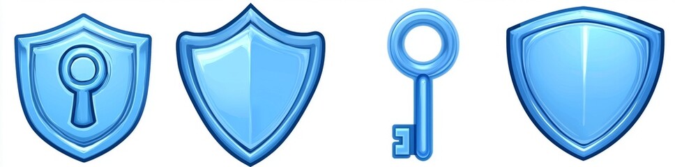 Modern cybersecurity icons isolated on a transparent background in a clipart collection
