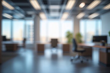 Defocused Office Interior Background for Business Concept Visualization