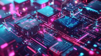 Obraz premium The abstract concept of internet, network communication, and data computer is visually represented by a modern blue technology background illustration