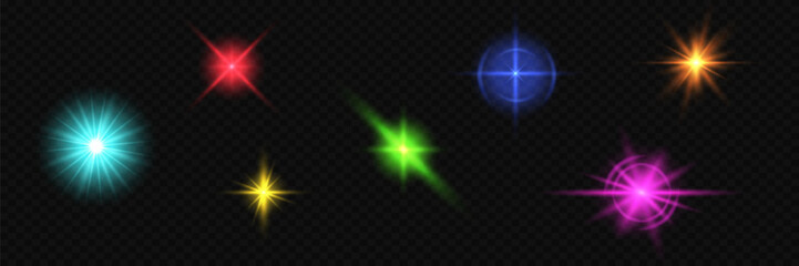 Realistic glare. Star effect. Abstract glow effect for design. Vector.