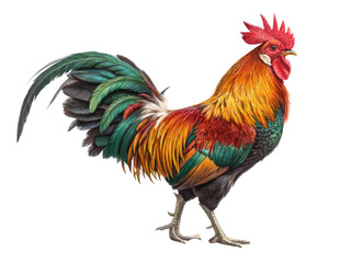 Fototapeta premium Beautiful colored chicken isolated on a white background.