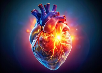 Glowing Inflamed Heart: Medical Illustration of Pericarditis