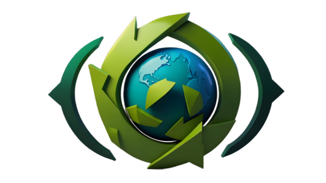 Globe with Recycling Arrows Symbolizing Environmental Sustainability