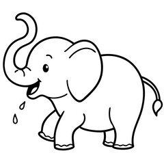 A funny gray elephant cartoon, a cute wild mammal vector illustration